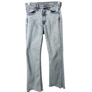 Rag & Bone Women's High-Rise Ankle Flare Frayed Hem Marble White Jeans Size 24